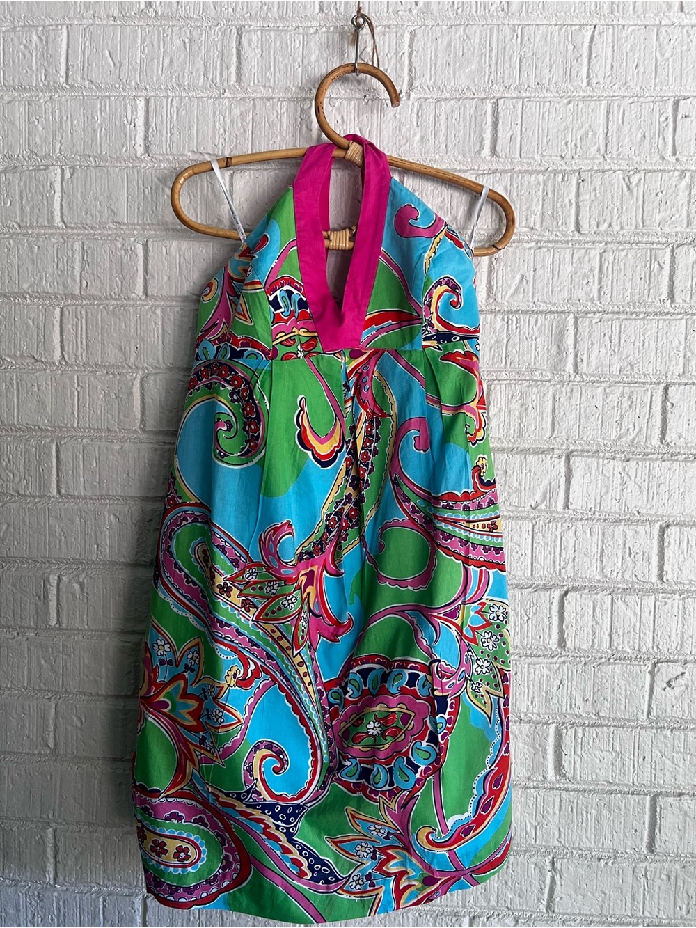 Lilly Pulitzer Blue Green Pink Paisley Backless Halter Dress Sz 6